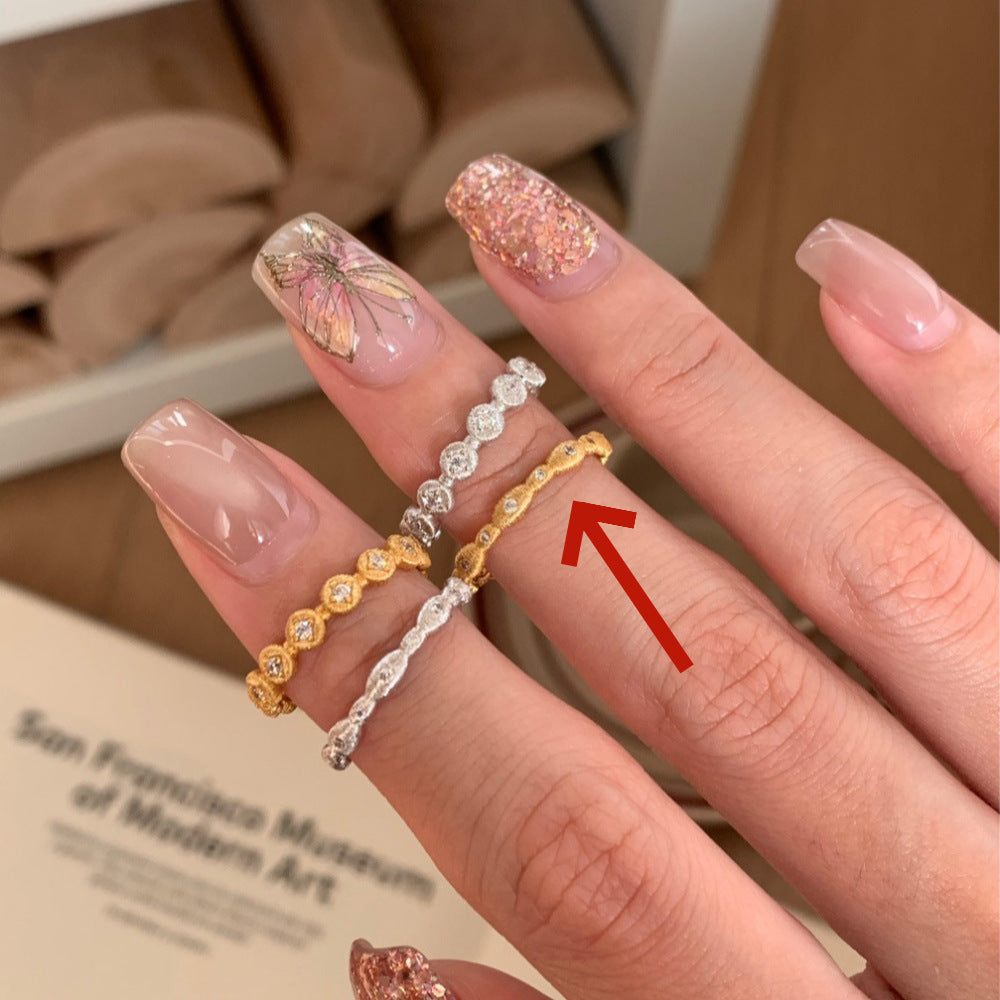 Wholesale Middle Ages Brushed 925 Sterling Silver Light Luxury High-end Gold Rings